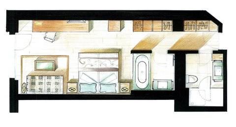 Le Petit Cervin Hotel Zermatt Eksteriør billede A floor plan of a typical hotel room