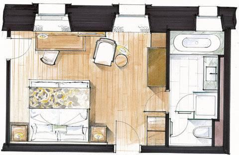 Le Petit Cervin Hotel Zermatt Eksteriør billede A floorplan of a typical hotel room